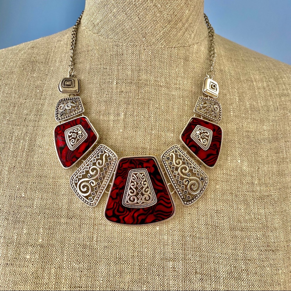 Elegant Red and Silver Necklace
